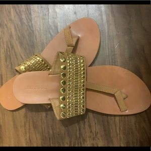 Gold gemmed strappy sandal